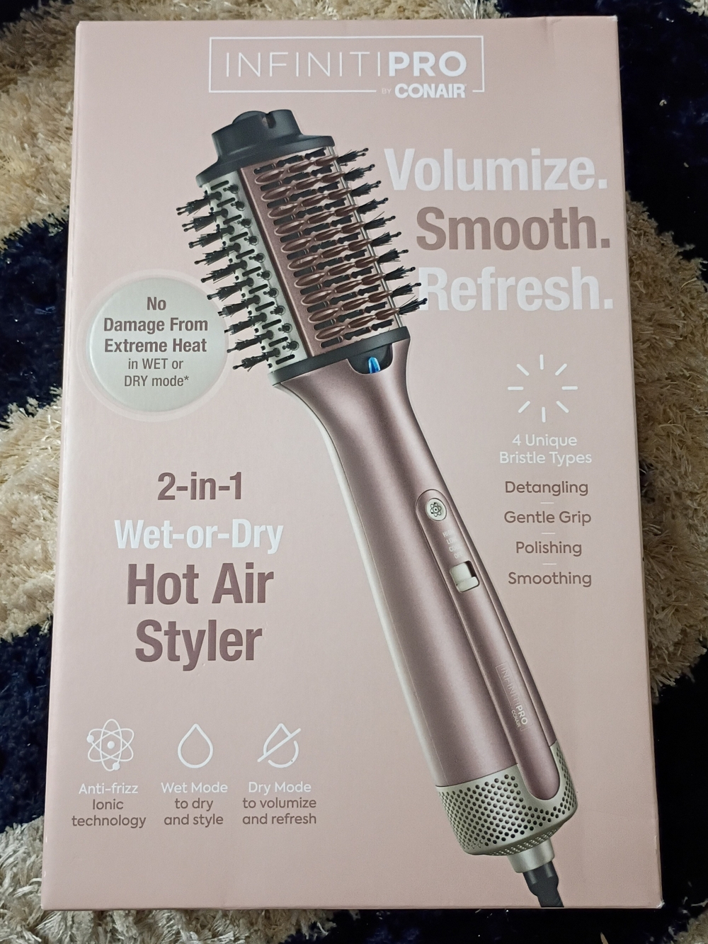 Conair InfinitiPRO 2-in-1 Rose Gold Wet-or-Dry Hot Air Styler